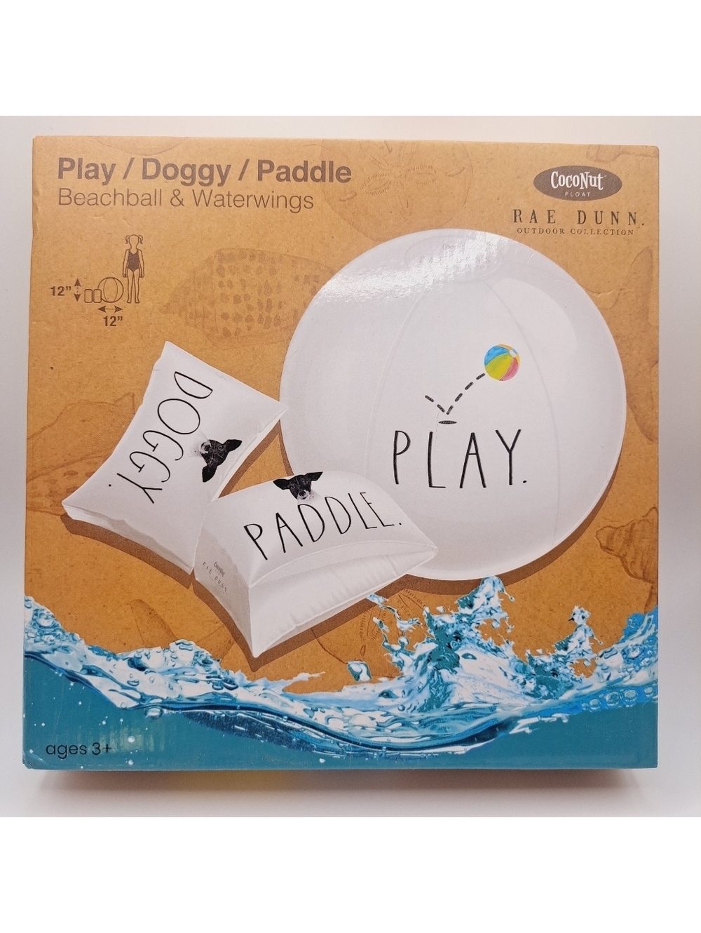 Rae Dunn Doggy Paddle Water Floats & Play Beach Ball Lake Water Summer Pool Toy